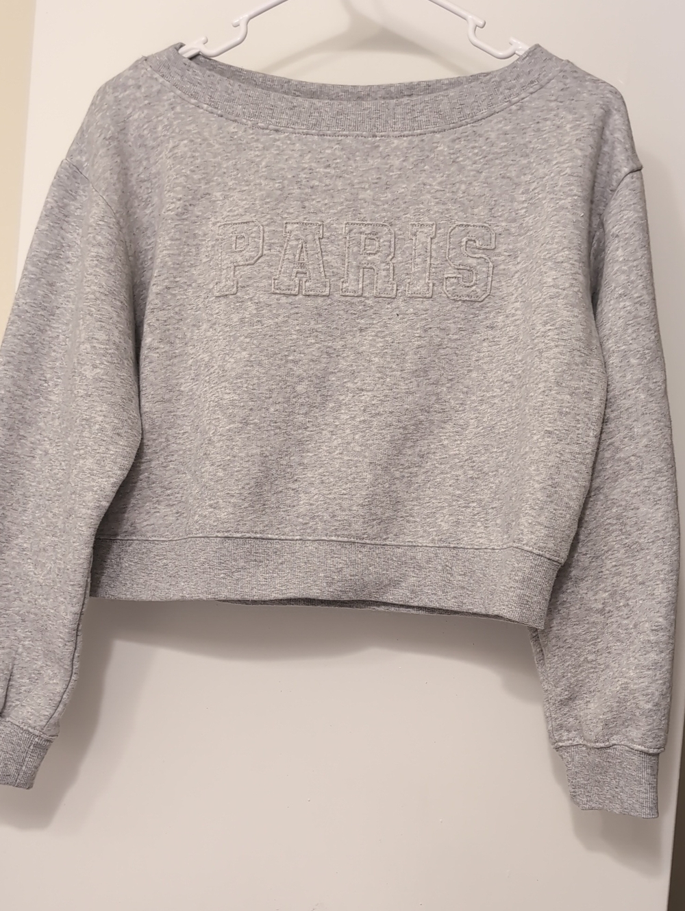 Girls' Grey 'PARIS' Embroidered Cropped Sweatshirt